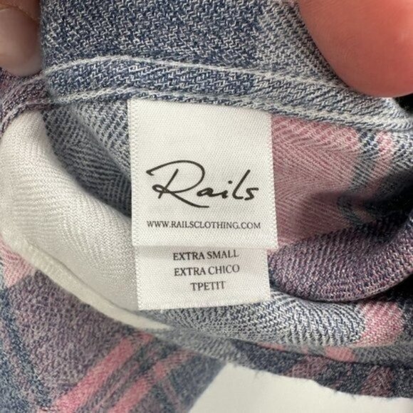 RAILS Hunter Mulberry Blue Plaid Relaxed Button Front Long Sleeve Rodeo XS Shirt - Picture 5 of 9